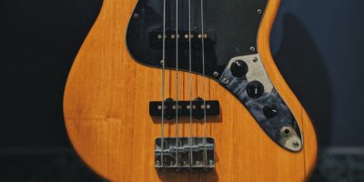 brown electric guitar